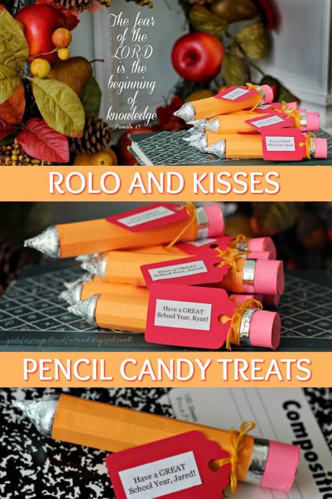 Rolo Pencils, School Centerpieces, Candy Pencil, Pencil Craft, Back To School Gifts For Kids, Rolo Candy, Grateful Prayer, Halloween School Treats, Pencil Crafts