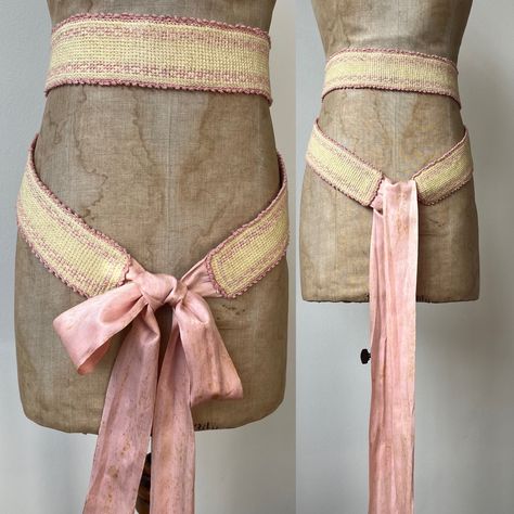 19th Century Belt Sash | Pink Silk Ribbon Ties Crocheted Cream Needlework Embroidered | Antique Victorian Period Costume Fashion Accessories Ribbon Belt, Ribbon Tie, Period Costumes, Pink Silk, High End Fashion, Pink Cotton, Pink Ribbon, Silk Ribbon, Needlework