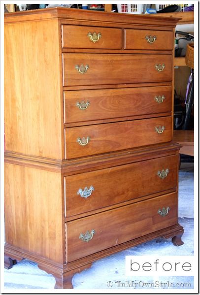 Before and After Furniture transformations Chest On Chest Dresser Makeover, Update Chest Of Drawers, Upright Dresser Makeover, Painting Old Dressers Ideas, Dresser Handles Ideas, Dresser Hardware Ideas, Diy Chest Of Drawers, Desk Drawer Pulls, Drawer Pulls Diy