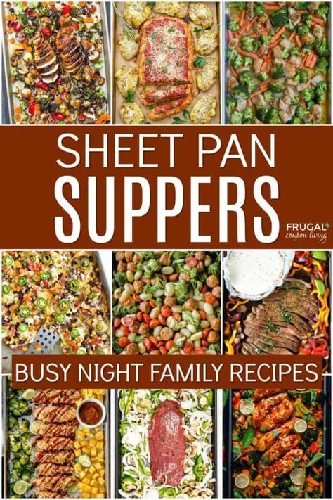 Family-friendly Sheet Pan Suppers. Easy dinner recipes for moms on the go! #FrugalCouponLiving #dinners #suppers #sheetpan #dinnerrecipes #recipeshealthy #easydinnerrecipes #easyrecipe #sheetpandinners #sheetpanrecipes #supperideas Gnocchi Broccoli, Meatloaf Dinner, Sheet Pan Suppers, Sheet Pan Dinners Recipes, Recipe Sheets, Pan Dinners, Pan Meals, Pan Recipes, Beef Recipe