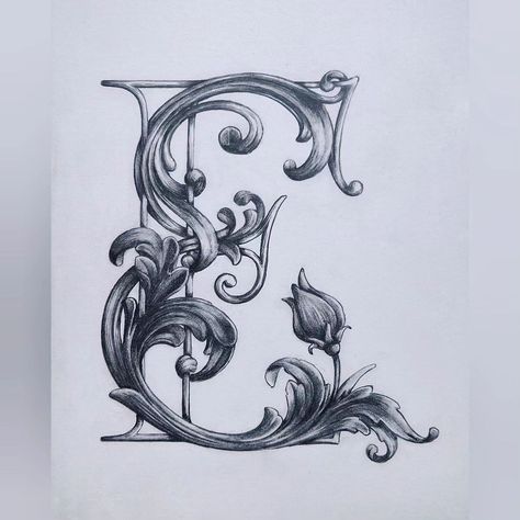 Floral fantasy pencil letter from last night. 🌺🌿 #pencillettering #pencildrawing #pencilcalligraphy #acanthus #letterart #letteringlove #floralletters #lettere #tyxca #keepwriting #flourishforum #floralcalligraphy Fantasy Lettering, Pencil Calligraphy, Floral Letters, Letter E, Letter Art, Pencil Drawings, Last Night, Calligraphy, Pencil