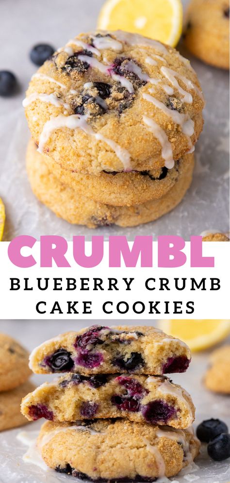 Soft CRUMBL Blueberry Crumb Cake Cookies copycat recipe - Lifestyle of a Foodie Lemon Blueberry Crumble Cookie, Crumbl Recipes, Hand Cookies, Blueberry Crumble Cake, Lemon Blueberry Cookies, Recipes Unique, Crumble Cookie Recipe, Assorted Cookies, Summer Cookie