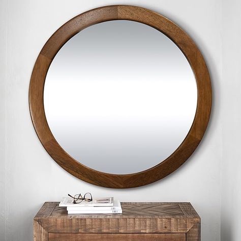 Amazon.com: Round Mirror 36 Inch,Wood Rustic Bathroom Tempered Wall Mirror with Walnut Frame,Farmhouse Wooden Vanity Circle Mirror for Living Room,Entryway or Bedroom（Walnut Brown） : Home & Kitchen Vanity Circle Mirror, Farmhouse Round Mirror, Round Mirror Entryway, Rustic Mirror, Mirror For Living Room, Functional Bathroom, Rustic Wall Mirrors, Entryway Mirror, Wooden Vanity