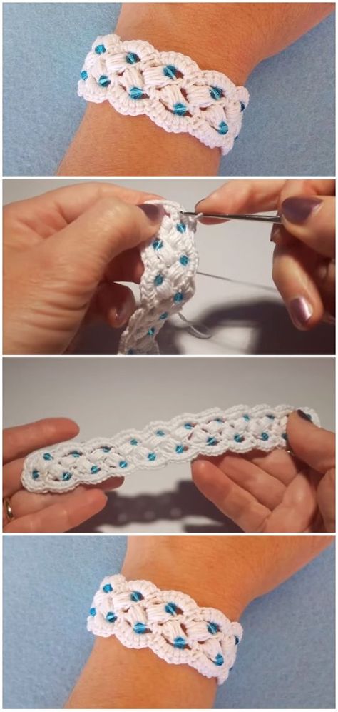 Crochet Easy Bracelet With Pearls New Crochet Ideas 2023, Beaded Crochet Bracelets, Crochet Bracelet Free Pattern, Crochet Beaded Jewelry, Crochet Bracelet Tutorial, Easy Bracelet, Crochet Bracelets, Crochet Bracelet Pattern, Crochet Jewlery