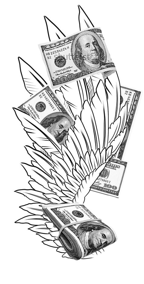 Money Wings Tattoo, Money Tattoo Ideas, Engine Tattoo, Mens Body Tattoos, Alas Tattoo, Wing Tattoo Men, Geometric Sleeve Tattoo, Family Tattoo Designs, Gangsta Tattoos