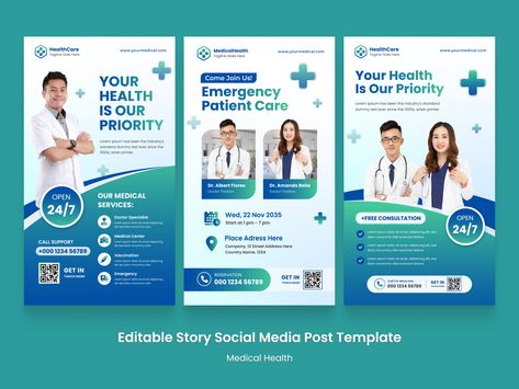 Story Social Media Post Medical Healthcare by Syaifullah Medical Flyer Design, Medical Flyer, Medical Post, Medical Social Media Design, Medical Poster, Healthcare Ads, Medical Website Design, Standee Design, Medical Marketing