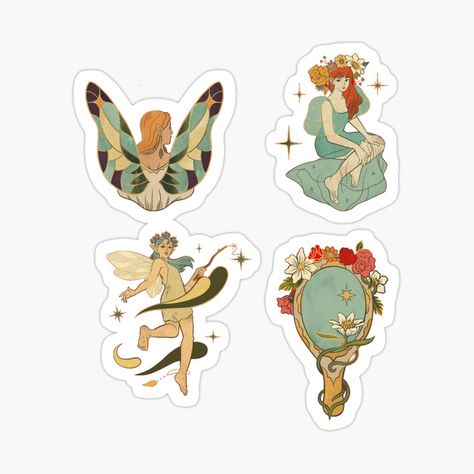 Fairy Stickers Printable, Arty Ideas, Fairy Stickers, Iphone Case Stickers, Sticker Designs, Sticker Ideas, Bullet Journaling, Fairy Core, Sticker Pack