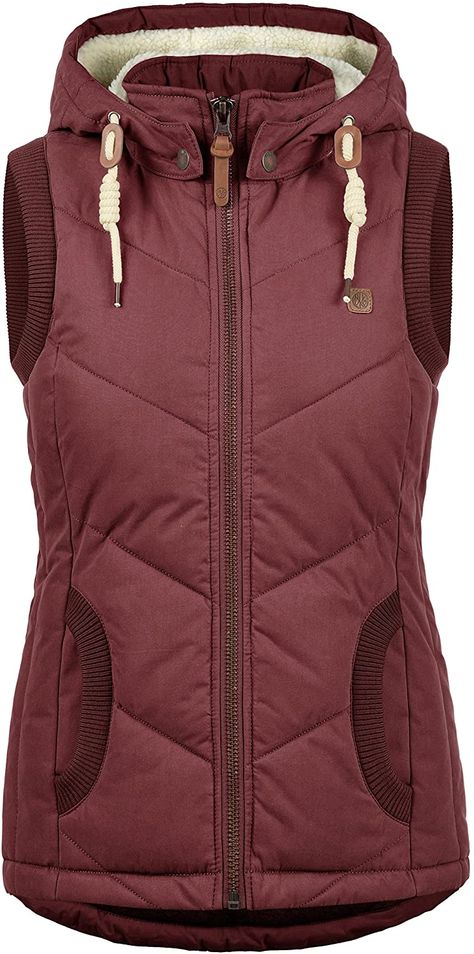 Desires Lore Women's Quilted Gilet Vest Body Warmer with Hood, Size:XS, Colour:Wine Red (0985): Amazon.co.uk: Clothing Quilted Gilet, Waistcoat Woman, King Fashion, Jacket Pattern Sewing, Ladies Turtleneck Sweaters, Uk Clothing, Women Shawl, Body Warmer, Jacket Pattern