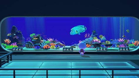 #ACNH #AnimalCrossingNewHorizons #ACNHJudy Acnh Aquarium, Animal Crossing Aquarium, Aquarium Museum, Filmmaking Inspiration, Frutiger Aero, Dream Aesthetic, Weird Stuff, Passion Project, Nature Aesthetic