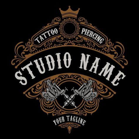 Tattoo Studio Logo Design Ideas, Tattoo Shop Logo Design, Tattoo Machine Logo, Tattoo Studio Logo, Tattoo Logo Design, Tattoo Logo, Machine Logo, Create Logo Design, 2 Tattoo