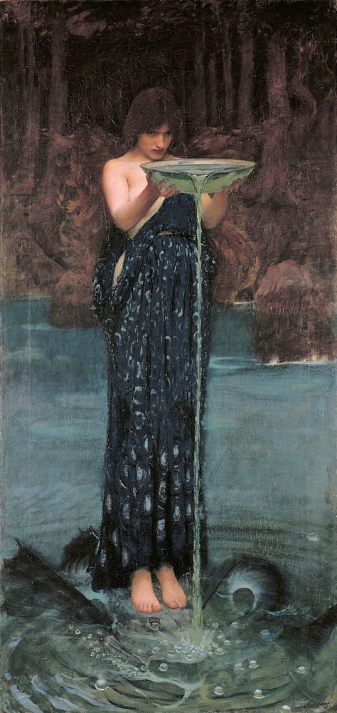 John William Waterhouse. Circe Invidiosa, Waterhouse Paintings, John Waterhouse, Pre Raphaelite Art, Istoria Artei, John Everett Millais, John William Waterhouse, Pre Raphaelite, Classical Art