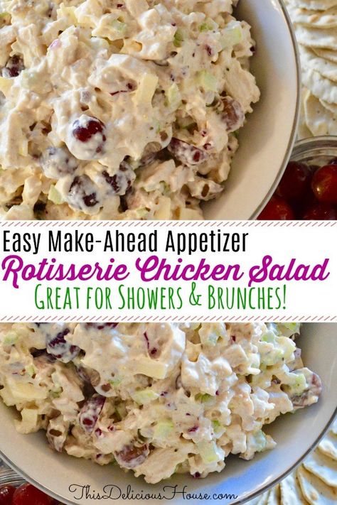 Salad With Grapes And Apples, Appetizers Chicken, Easy Make Ahead Appetizers, Salad With Grapes, Brunch Appetizers, Chicken Salad With Grapes, Salad Cucumber, Rotisserie Chicken Salad, Chicken Salads