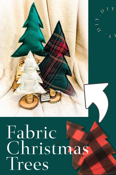 Fabric Christmas Trees DIY! - My Eclectic Treasures Diy Stuffed Christmas Tree, Cloth Christmas Trees How To Make, Stuffed Christmas Tree Pattern, Fabric Christmas Trees Stuffed, Fabric Christmas Trees Diy, Christmas Trees Diy, Ornaments Diy Kids, Trees Diy, Affordable Christmas Decorations