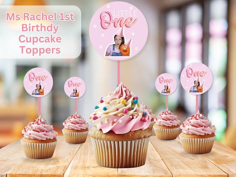 MS RACHEL BIRTHDAY Cupcake Toppers, Ms Rachel Party, Print On Demand, Canva, Ms Rachel Party Decor Ms Rachel Party, 1st Birthday Cupcakes, Ms Rachel, Blue Birthday Parties, Birthday Cupcake Toppers, Food Tent, Birthday Cupcake, Blue Birthday, Baking Cupcakes