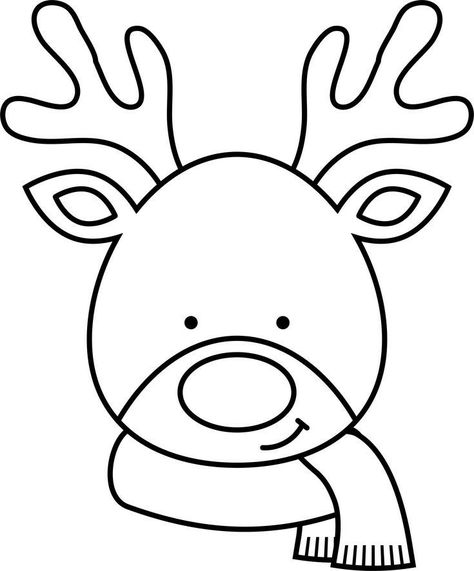 Draw Reindeer, Reindeer Outline, Reindeer Coloring Pages, Reindeer Painting, Reindeer Drawing, Kids Christmas Coloring Pages, Christmas Coloring Sheets, Printable Christmas Coloring Pages, Reindeer Face