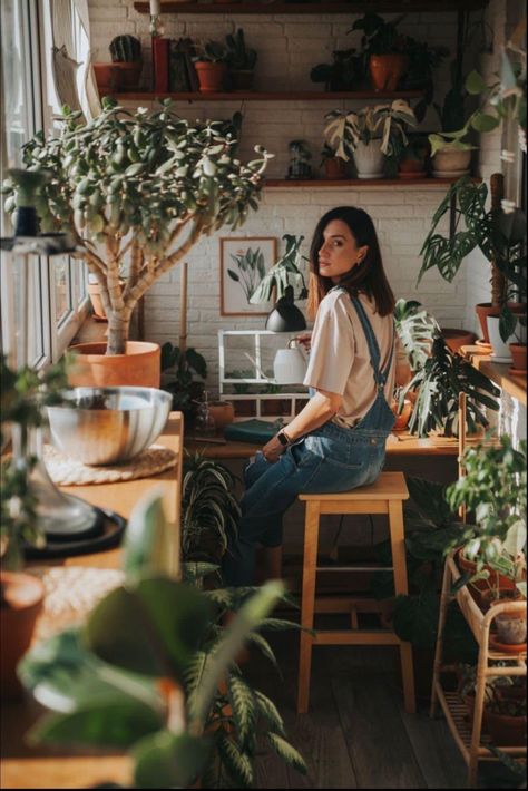 Person In Room Photography, Plant Store Photoshoot, Photoshoot With Plants, Out On A Limb, Studio Photography Poses, Creative Christmas Trees, Deco Boheme, Studio Room, Room With Plants