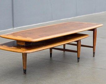 Mcm Living Room Furniture, Mcm Coffee Table, Mcm Living Room, Lane Coffee Table, Walnut Coffee Table Modern, Mcm Living, Surfboard Coffee Table, Mcm Furniture, Mcm Decor