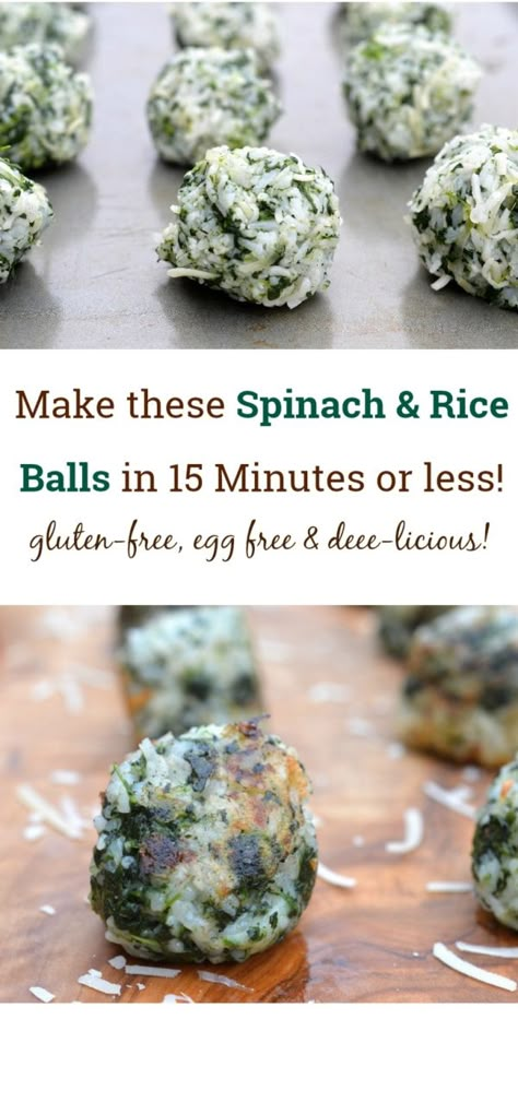 Spinach Balls Recipe, Rice And Spinach, Food Sandwiches, Spinach Balls, Cheesy Rice, Spinach Rice, Vegan Rice, Toddler Lunches, Amazing Appetizers