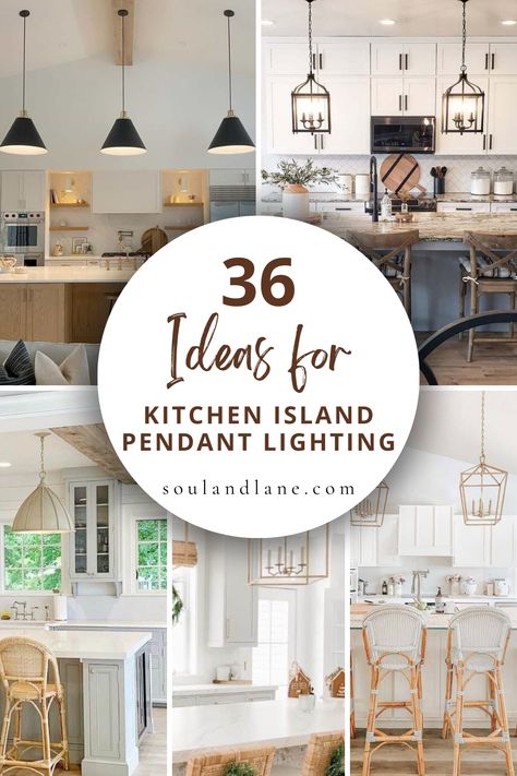 Transform your kitchen island into a dazzling focal point with pendant lighting ideas designed to accessorize and illuminate your space. From elegant glass orbs to industrial-chic metal fixtures, find out how to select pendant lights that reflect your personal style and fit the scale of your kitchen. Get inspired by innovative lighting arrangements that cater to both form and function, ensuring your kitchen island is well-lit for meal prep while also serving as an inviting hub for socializing. Hanging Lights Over Kitchen Island, Kitchen Island Pendant Lighting Ideas, Kitchen Lighting Ideas Over Island, Pendant Lighting Ideas, Farmhouse Kitchen Island Lighting, Kitchen Island Pendant Lighting, Island Pendant Lighting, Traditional Kitchen Island, Lights Over Kitchen Island