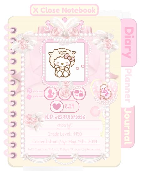 Hello Kitty Journal, Royale High Journal, Royale High Journal Ideas, Royal High Outfits Ideas Cheap, Rh Design, Princess Games, Bloxburg Decals Codes Wallpaper, Cute Website, Bloxburg Decals Codes