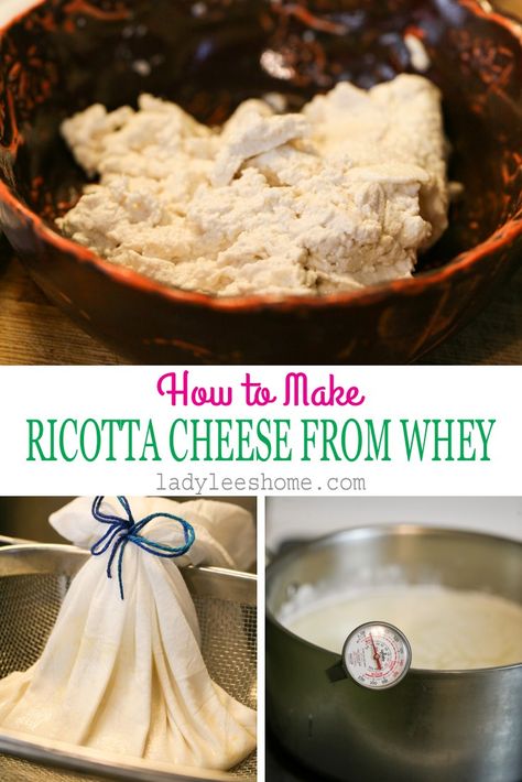 Ricotta From Whey, Making Ricotta Cheese, Goat Products, Whey Recipes, Homemade Cottage Cheese, Cheese Recipes Homemade, Cheese Making Recipes, Ricotta Cheese Recipes, Goat Milk Recipes