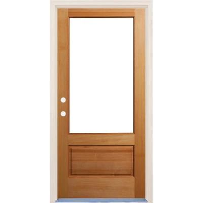 36 in. x 80 in. 1 Panel Right-Hand/Inswing 3/4 Lite Clear Glass Unfinished Fir Wood Prehung Front Door Craftsman Front Doors, Wooden Door Entrance, Fiberglass Front Door, Doors With Glass, Frame Making, Wood Front Doors, Glass Panel Door, Front Doors With Windows, Exterior Front Doors