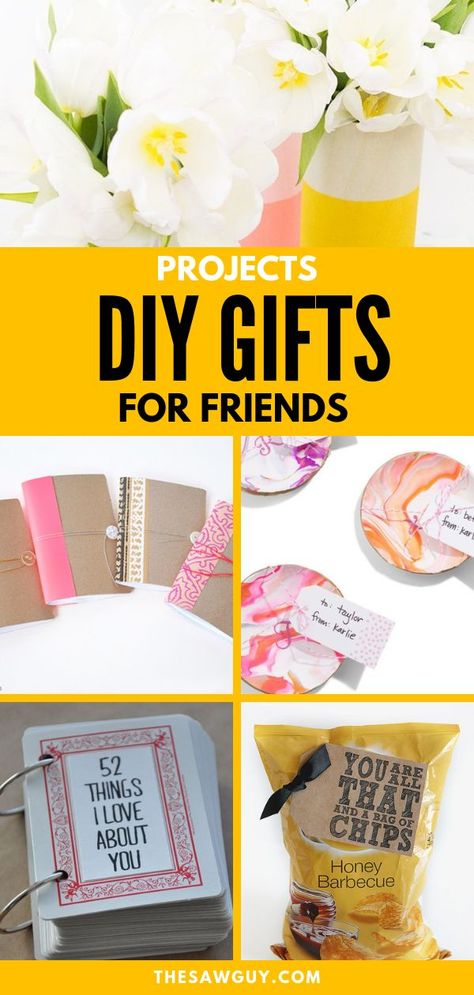 Running out of gift ideas for your friends? We've got DIY ideas for women and men! Check out our list of handmade gifts that are creative and perfect for people on a budget. These are unique one-of-a-kind gift ideas for birthday, anniversary, graduation or wedding! #DIYgifts #giftideas #DIYgifts #craftdieas #homemadegifts Diy Gifts For Girlfriend, Easy Homemade Gifts, Diy Best Friend Gifts, Handmade Gifts For Friends, Gifts For Female Friends, Diy Birthday Gifts For Friends, Handmade Birthday Gifts, Creative Diy Gifts, Diy Gifts For Friends