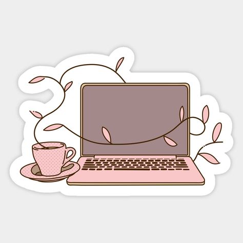 Laptop And Cup Sticker #customstickerdesigns School Stickers Aesthetic, Laptop With Stickers Aesthetic, Food Sticker Design, Design Packaging Food, Packaging Sticker Design, Design Packaging Ideas, Tv Show Stickers, Ideas For Events, Graphic Design Stickers