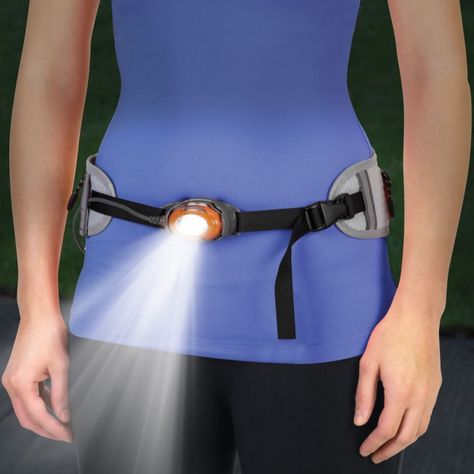 Waistband mounted flashlight (better than a headlamp!) Virtual Reality Technology, Hammacher Schlemmer, Safety Lights, Travel Gadgets, Utility Belt, Gadgets And Gizmos, Home Sport, Technology Gadgets, Walkers