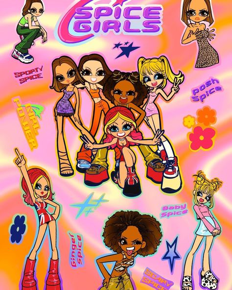 Savannah Alexandra Art, Spice Girls Aesthetic, Spice Girls Dress To Impress, Vampire Character, Illustration Stickers, The Spice Girls, Girl Posters, 16th Birthday Party, Mlp My Little Pony