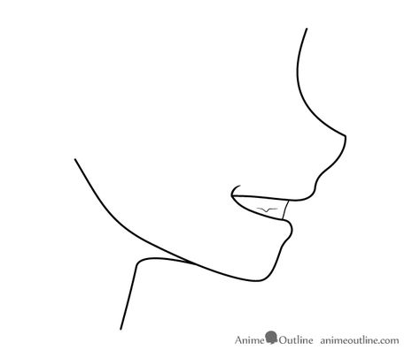 Anime Mouth Drawing Side View, Side Profile Smile Drawing Anime, Anime Mouths Side View, Anime Smile Side View, Anime Face Side View Reference, Anime Side View Tutorial, Grin Drawing, Side Profile Mouth Open, Anime Side Profile