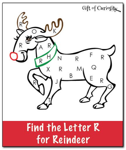 Christmas letter recognition printable with uppercase and lowercase versions: Find the Letter R for Reindeer - Gift of Curiosity Christmas Ideas For School, Christmas Science Activities, Free Christmas Printable, Winter Lesson Plan, Christmas Bingo Game, Preschool Prep, Christmas Science, The Letter R, Reindeer Craft