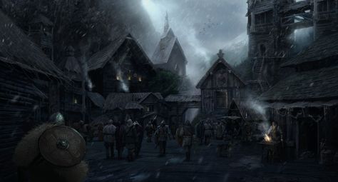 ArtStation - Northern city Scene Art, Fantasy City, Game Dev, High Fantasy, Dark Ages, Concept Art, Castle, Art