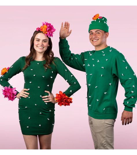 Mexican Fancy Dress, Cactus Costume, Fabric Fusion, Unique Couple Halloween Costumes, Diy Costumes Women, Flower Costume, Food Costumes, Couple Costume, Skill Building