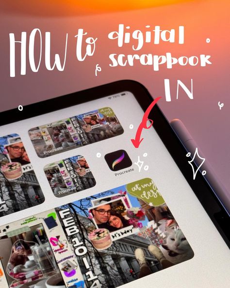 How to digital scrapbook in Procreate 🎨 Procreate can be a bit intimidating to start digital scrapbooking but you got this! You can always look for inspo on Pinterest 💭 (that’s what I do most of the time) Create a new canvas 1080x1350. If you would like to create a carousel post you have to multiply 1080 times the number of frames you want (e.g. 1080*5 frames = 5400). Once you have your canvas go to Actions->Canvas ->Drawing guide->Edit Drawing Guide->2D Grid->Grid Size->1080px Now is yo... Digital Scrapbook Tutorial, Canva Digital Scrapbook, Procreate Scrapbook, Carousel Post, Procreate Ipad Tutorials, Ipad Tutorials, Ipad Procreate, Procreate Tutorial, Canvas Drawing