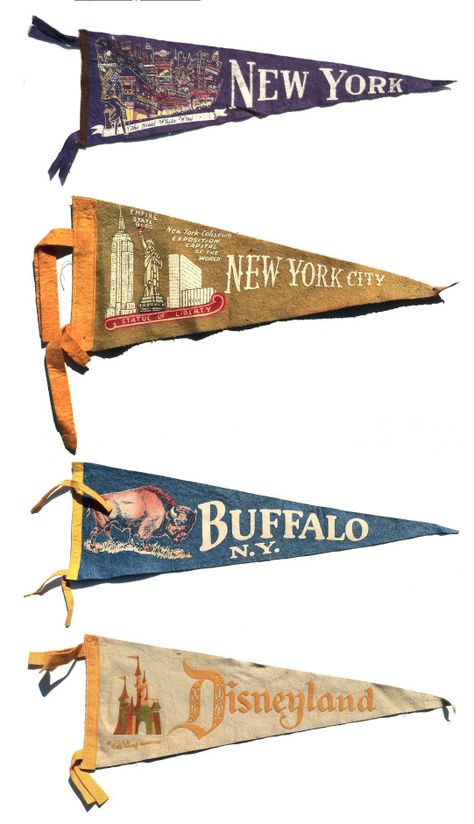 vintage pendants Pennant Design, Vintage Pennants, Vintage Collectables, Pennant Flags, Pennant Flag, Vintage Type, Vintage Souvenir, Vintage Typography, Travel Souvenirs