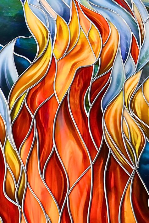 Stained Glass Flames Fire, Stained Glass Fire, Stained Glass Abstract, Just A Taste, Fire Works, Sacred Architecture, Dumpster Fire, Glass Designs, Stained Glass Designs