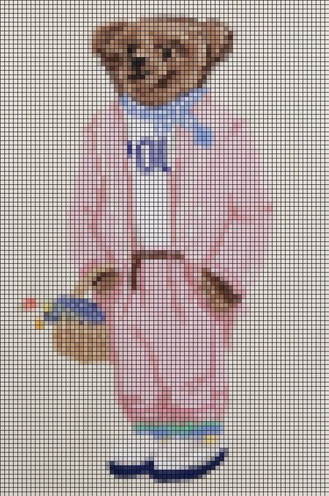 Teddy Bear Knitting Chart, Bear Grid Pattern, Crochet Business, Needlepoint Christmas, Needlepoint Designs, Pixel Art Pattern, Knitted Wit, Polo Bear, Knit Stitch Patterns