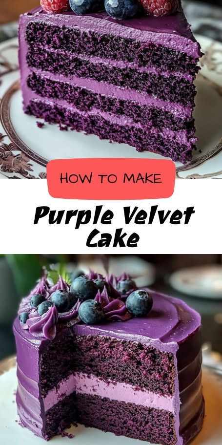 Purple Velvet Cake with Lavender Cream Cheese Frosting: A Magical Dessert Delight Discover the enchanting beauty and taste of this Purple Velvet Cake with Lavender Cream Cheese Frosting. Perfect for any celebration, this homemade cake combines a rich, velvety texture with fragrant lavender frosting, creating a unique and flavorful dessert experience. Purple Velvet Cake, Lavender Frosting, Canned Peach Cobbler Recipe, Cake With Lavender, Purple Velvet Cakes, Lemon Velvet Cake, Lavender Cake, Caramel Apple Cake, Lavender Cream