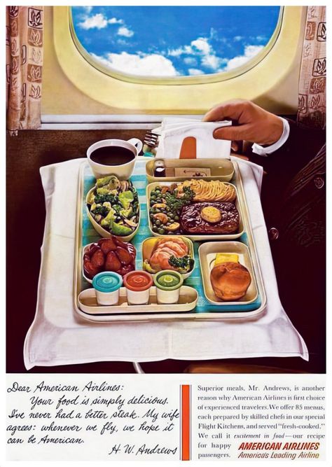 Airline Food, Food On The Table, Airplane Window, Airline Travel, Vintage Airlines, Retro Advertising, Retro Ads, Retro Recipes, Old Ads