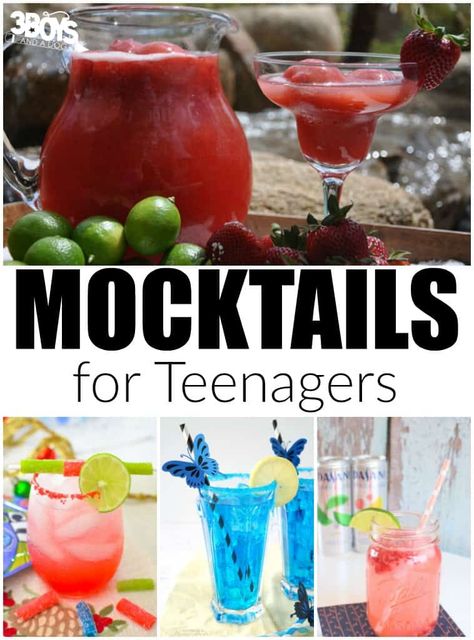 These mocktails recipes for teenagers are perfect for your young adults! These drinks are non-alcoholic, which is important, but they're also delicious and grown-up. There are 30 to choose from here, including drinks of all colors, so you can match them with any party decor you choose! Pregnancy Mocktails, Non Alcoholic Beverages, Mocktails Recipes, Drinks Refreshing, Summer Drinks Nonalcoholic, Fun Party Drinks, Mocktail Drinks, Birthday Party Drinks, Limo Ride