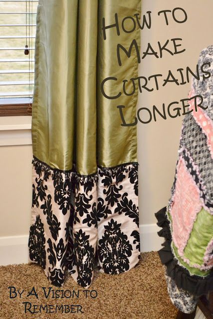 How to Make Regular Curtains Longer and Add Embellishments for Custom Curtains | A Vision to Remember All Things Handmade Blog: How to Make Regular Curtains Longer and Add Embellishments for Custom Curtains Make Curtains Longer, Lengthen Curtains, Make Curtains, Rag Quilt Patterns, No Sew Curtains, Plain Curtains, Green Curtains, How To Make Curtains, Rod Pocket Curtains