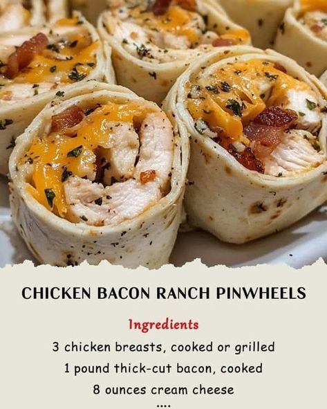 Paula Deen's  Family Kitchen | Chicken Bacon Ranch Pinwheels 🍗🥓🧀 | Facebook Chicken Bacon Ranch Pinwheels, Bacon Ranch Pinwheels, Finger Appetizers, Ranch Pinwheels, Chicken Bacon Ranch Wrap, Nigella Lawson Recipes, Chicken Crispy, Bite Size Food, Pinwheel Recipes