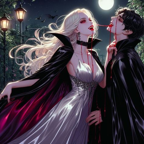 Vampire Feeding, Vampire Photo, Carpe Noctem, Romantic Drawing, Female Vampire, Vampire Love, Fantasy Couples, Angels Pictures, Vampire Boy