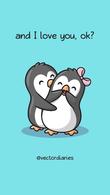 Two Penguins In Love, Penguin Love Quotes, Soul Partner, Anniversary Gift Ideas For Him Boyfriend, Penguin Wallpaper, Handmade Gifts For Him, I Love You Too, Relationship Gifs, Love You Too