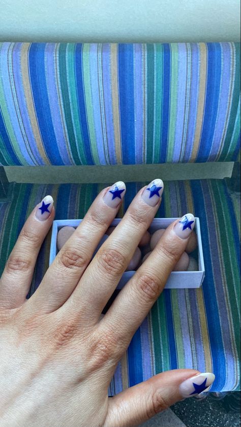 blue nails nail art star nail art stars biab blue star nails nail design nail design inspo funky nails nail inspo summer nail Inso trending nail design Blue Star Nails, Nails April, Piercings Ideas, Navy Nails, Navy Blue Nails, Mens Nails, Formal Nails, Basic Nails, French Tip Acrylic Nails