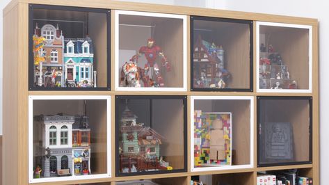 Brick Fanatics on Twitter: "LEGO display windows for the IKEA Kallax convert one of the most satisfying ways to display your LEGO into truly the only way to display your LEGO. https://t.co/XYz8MAbXjj #LEGO #WickedBrick #IKEAKallax… https://t.co/YOeTRc7dZt" Lego Cabinet Ideas, Ikea Lego Display Cabinet, Lego Display Cabinet Ideas, Lego Build Display Ideas, Lego Shelf Ideas, How To Display Lego Sets, Lego Cabinet, Lego Collection Display, Lego Set Display