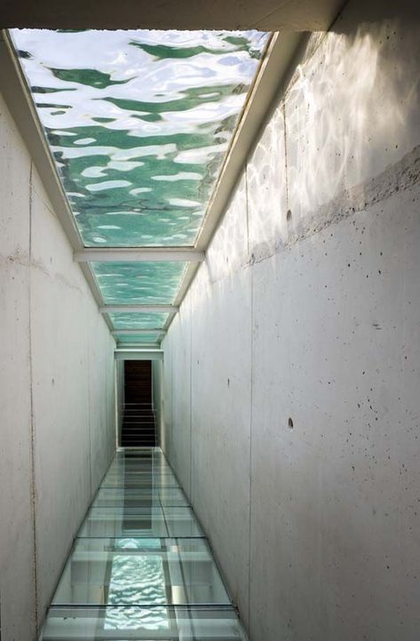 Glass House Architecture, Water Architecture, Copper House, Piscina Interior, Modern Architects, Houses Architecture, Glass Floor, Open Door, Alvar Aalto