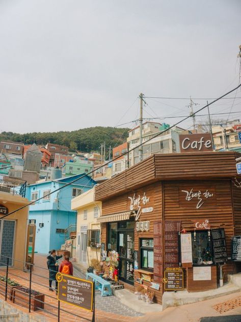 // source : pinterest // ctto on We Heart It Gamcheon Culture Village, Korea Cafe, Seoul Cafe, South Korea Photography, Seoul Korea Travel, Korean Cafe, Busan Korea, Korea Wallpaper, Busan South Korea