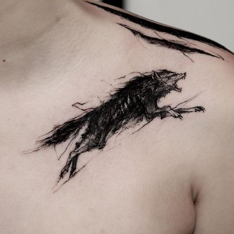 Cover Up Tattoos For Men, Small Wolf Tattoo, Scandinavian Tattoo, Wolf Tattoos Men, Cool Chest Tattoos, Wolf Tattoo Design, Subtle Tattoos, Wolf Tattoos, Dark Tattoo